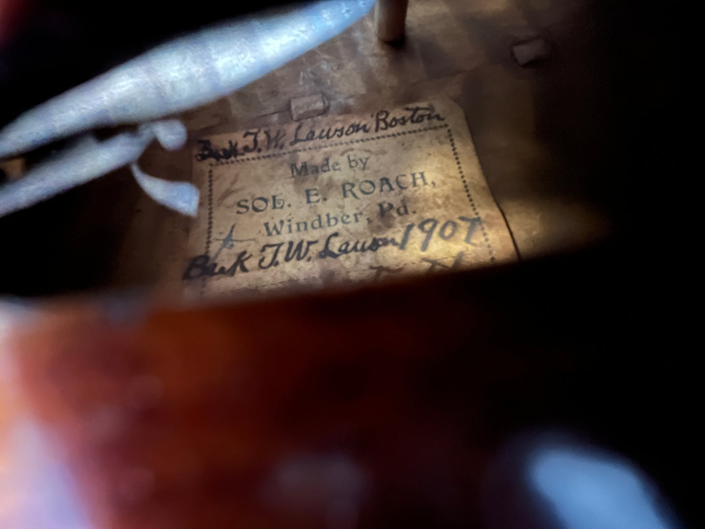 Flamed fiddle by legendary American maker Selman ' Sol. ' E Roach 1907