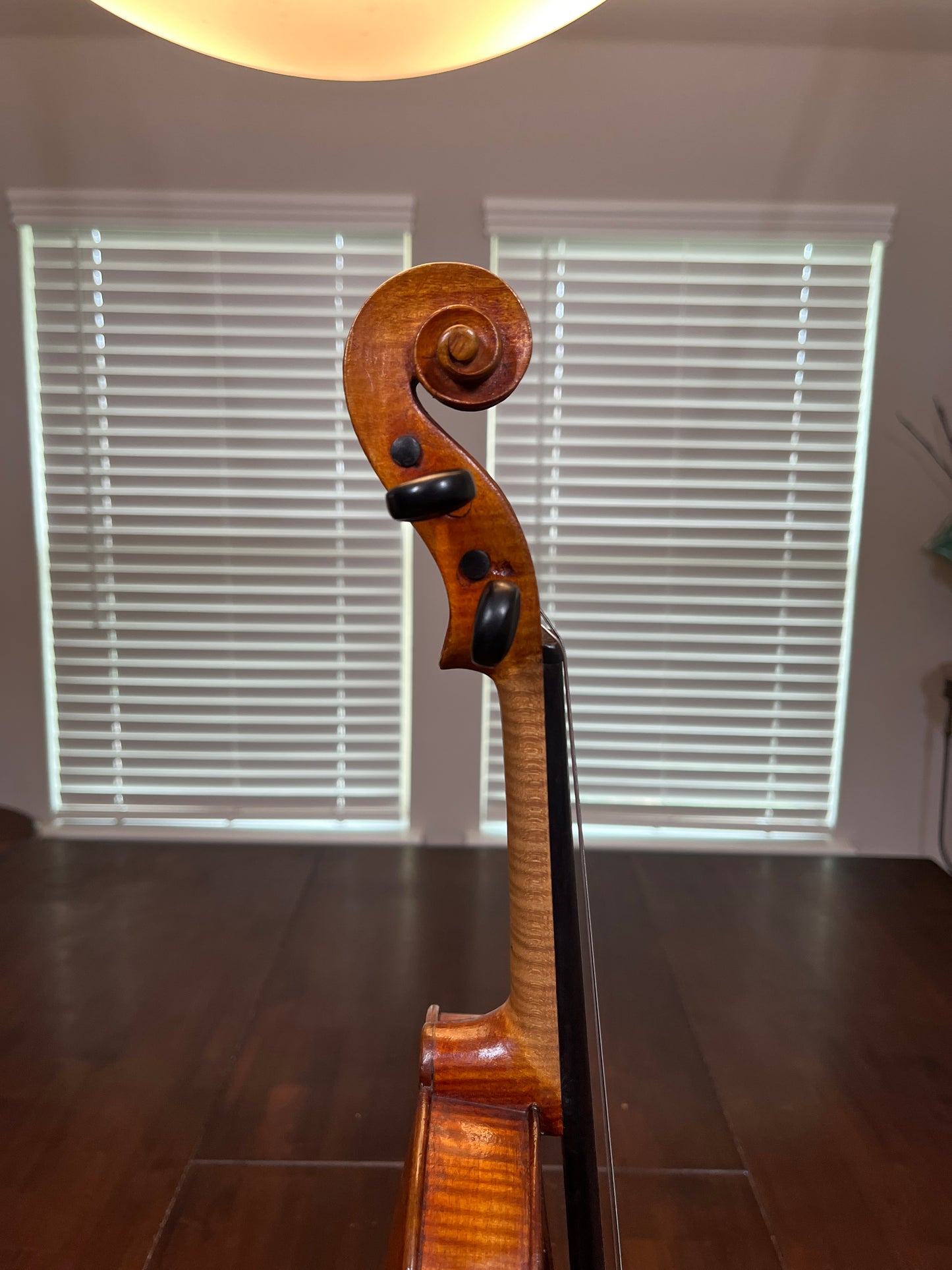 Bluegrass old tyme style folk Fiddle / Violin with the word 'Kezia' written inside - single piece flamed back