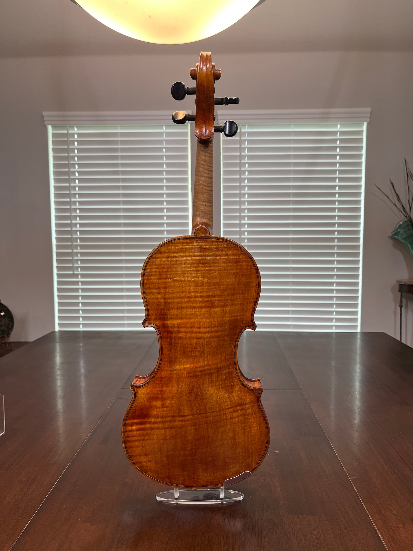 Bluegrass old tyme style folk Fiddle / Violin with the word 'Kezia' written inside - single piece flamed back