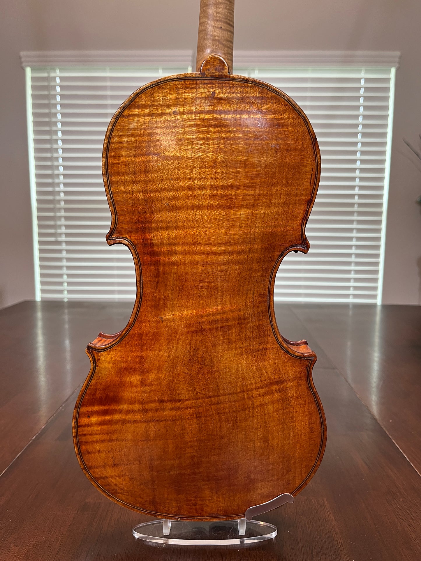 Bluegrass old tyme style folk Fiddle / Violin with the word 'Kezia' written inside - single piece flamed back