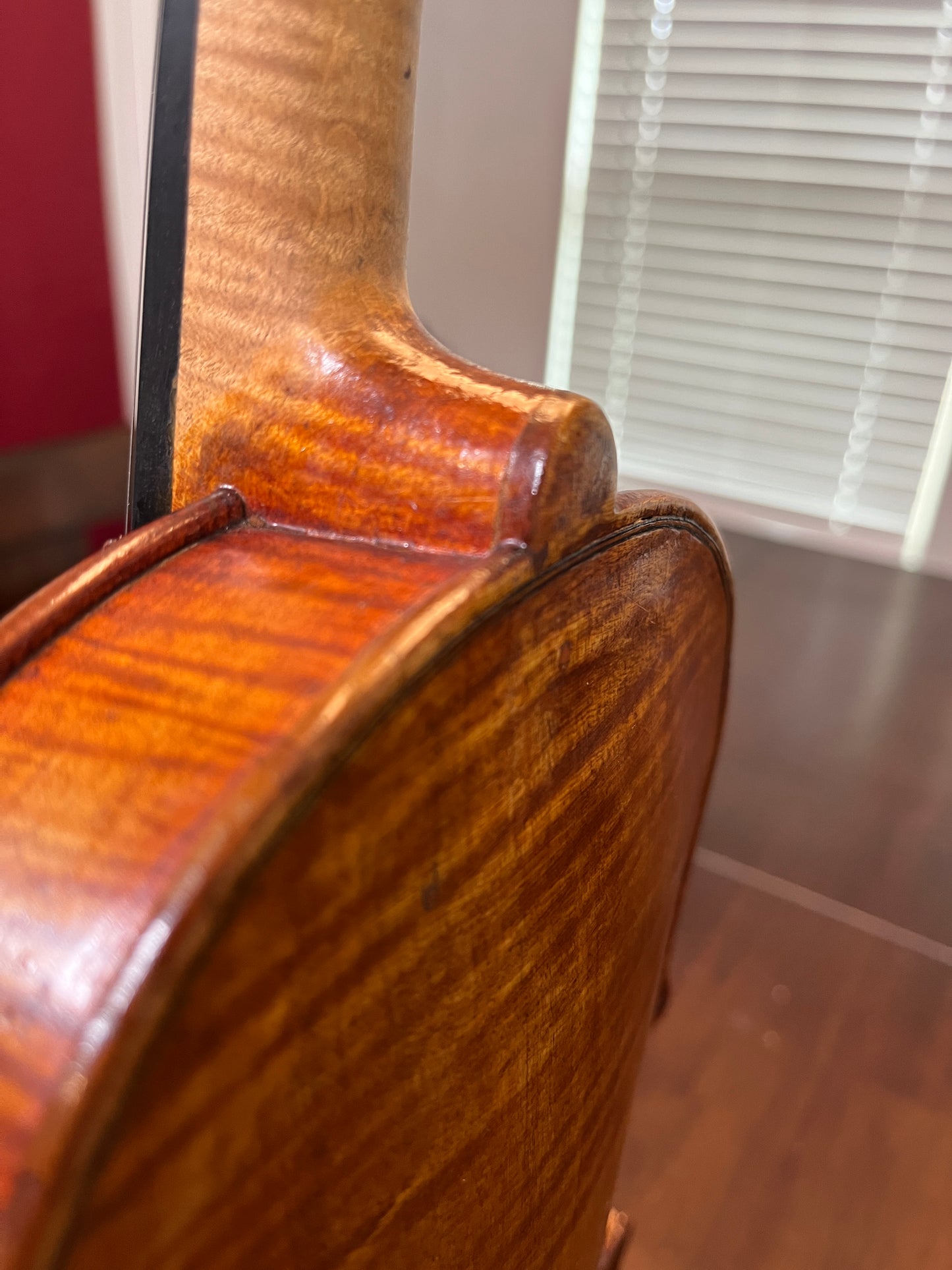 Bluegrass old tyme style folk Fiddle / Violin with the word 'Kezia' written inside - single piece flamed back