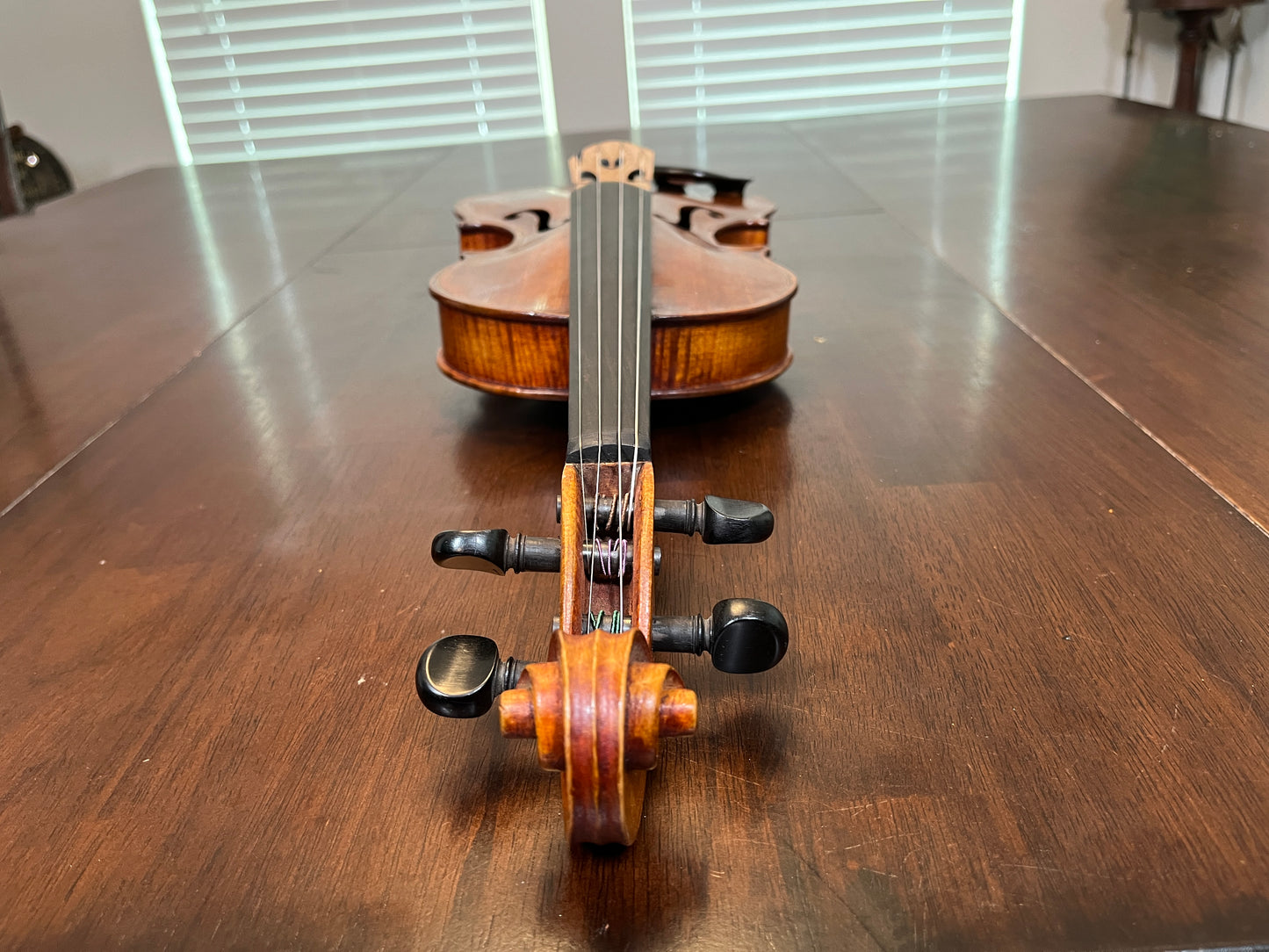 Bluegrass old tyme style folk Fiddle / Violin with the word 'Kezia' written inside - single piece flamed back