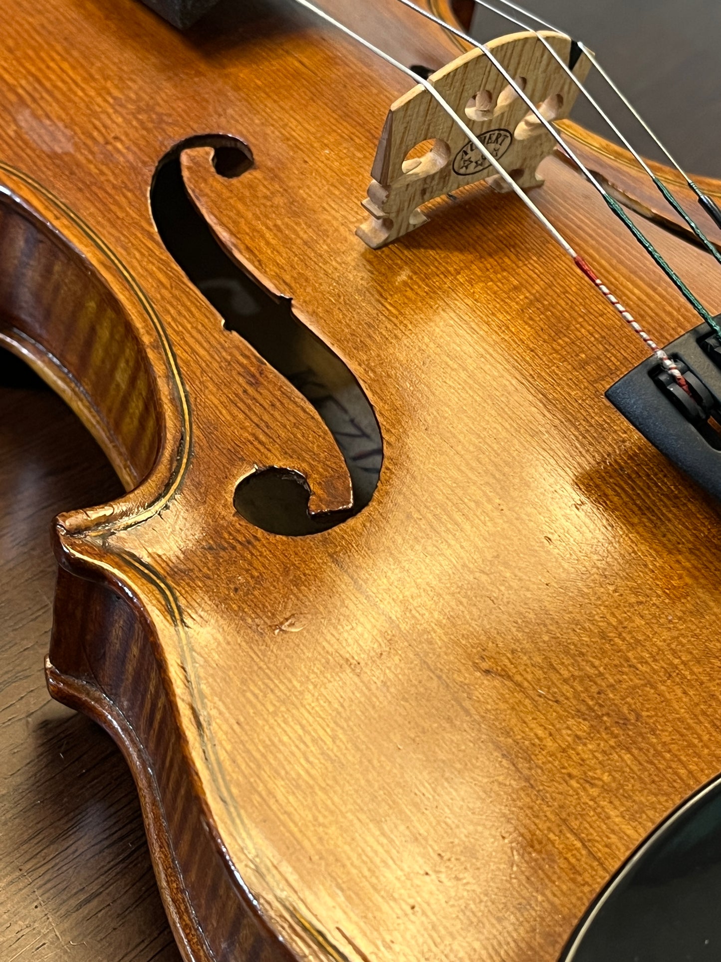 Bluegrass old tyme style folk Fiddle / Violin with the word 'Kezia' written inside - single piece flamed back