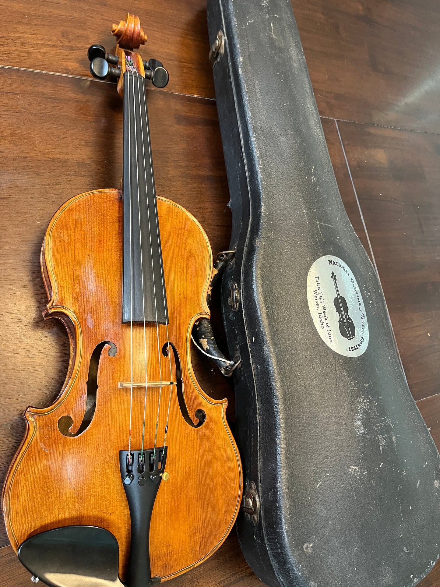 Bluegrass old tyme style folk Fiddle / Violin with the word 'Kezia' written inside - single piece flamed back