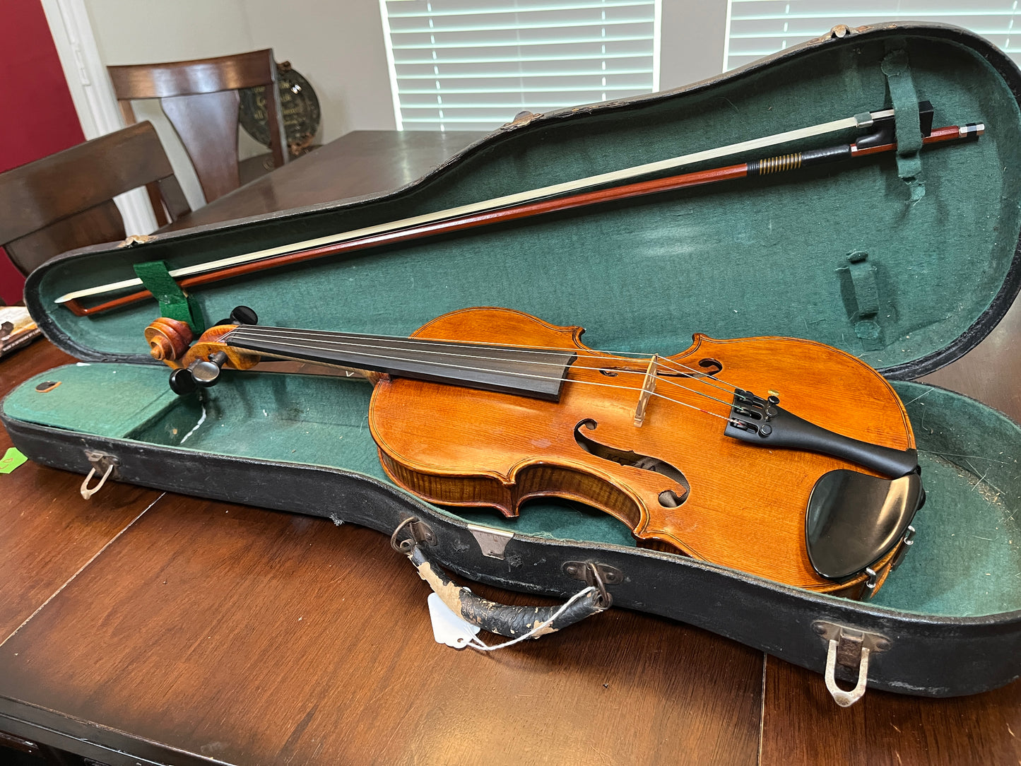 Bluegrass old tyme style folk Fiddle / Violin with the word 'Kezia' written inside - single piece flamed back