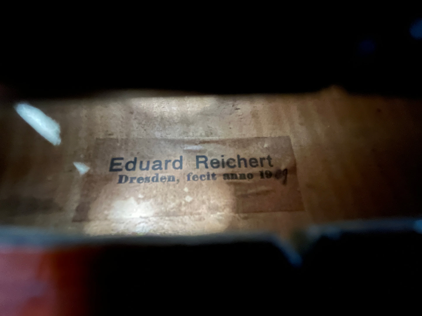 Flamed Eduard Reichart 1909 labeled full size vintage German violin