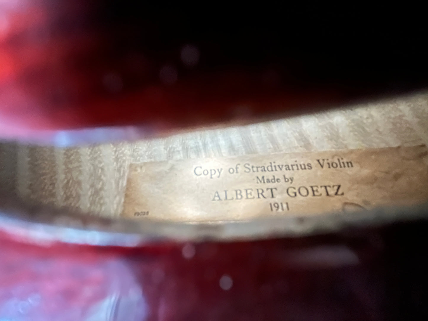 Flamed Advanced and above Albert Goetz Strad copy 1911 Full Size 4/4 Violin plain tail