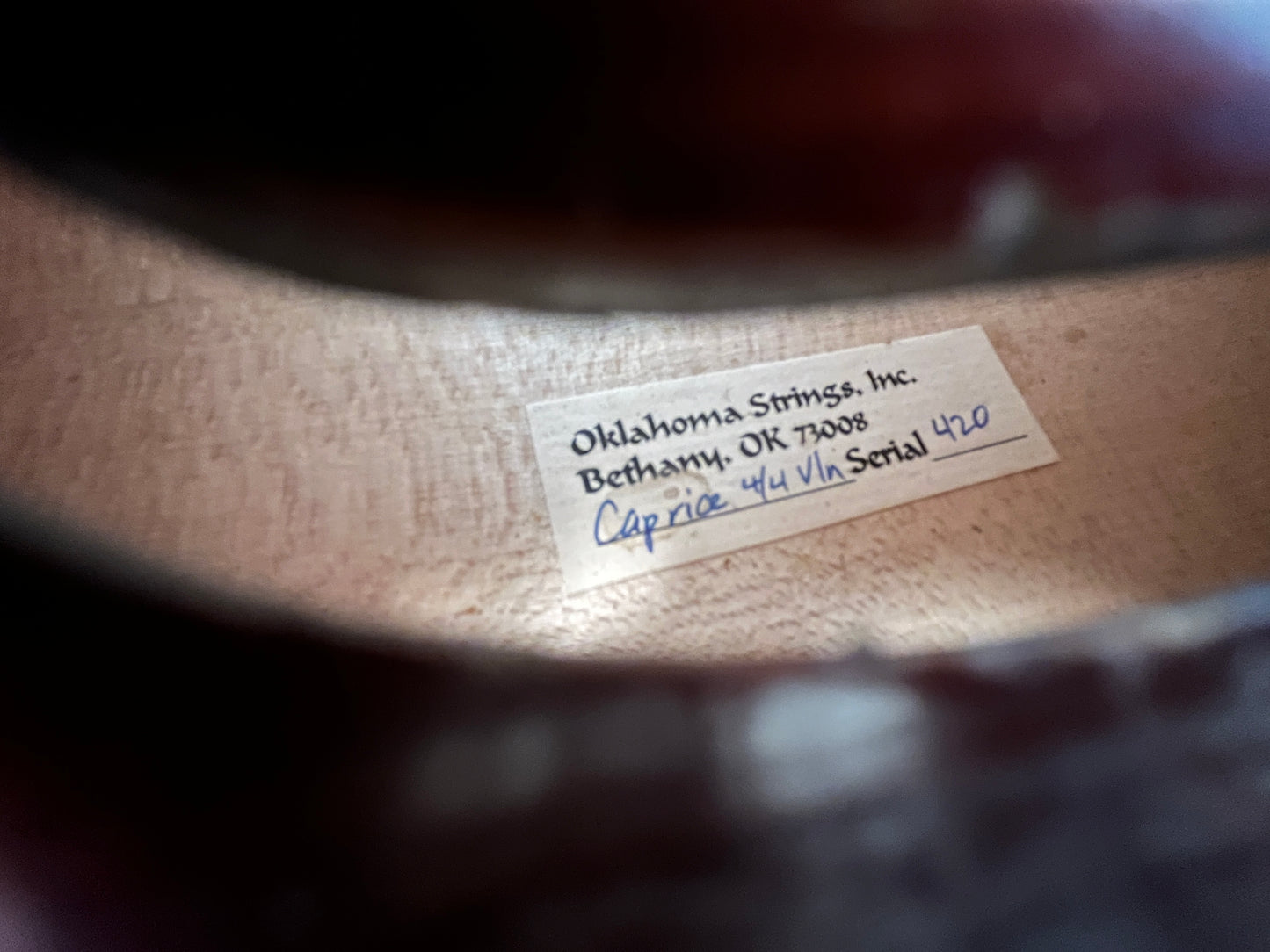 Full size violin by Oklahoma Strings, Caprice model 4/4