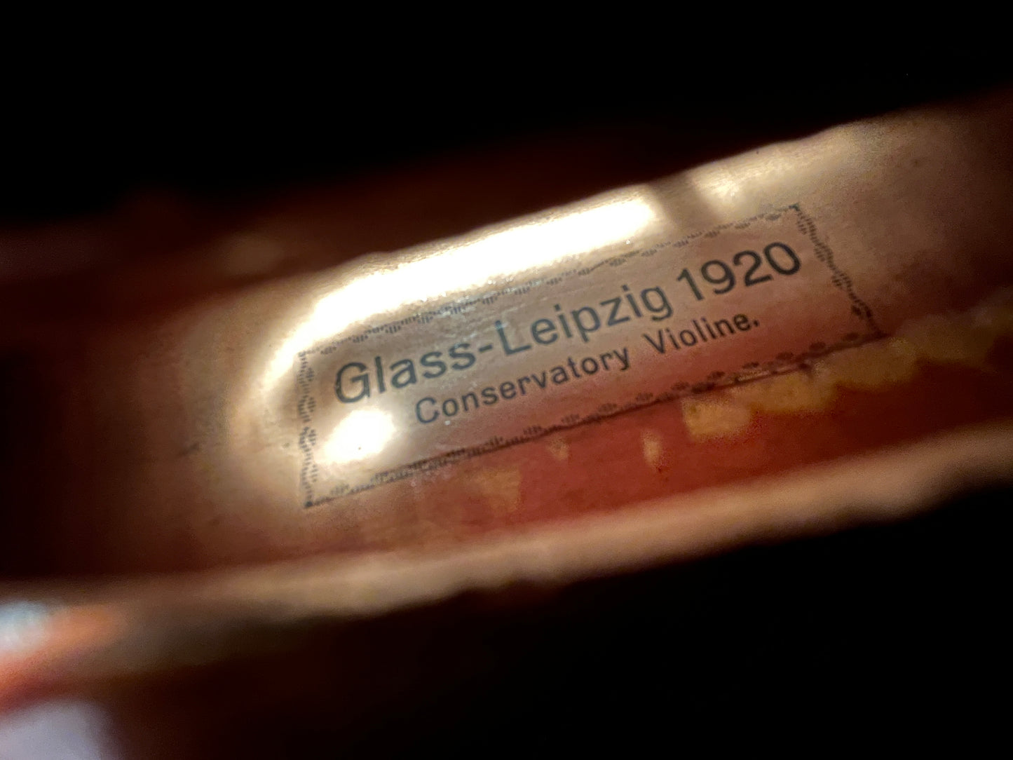 Flamed Violin 'Glass-Leipzig 1920 Conservatory Violine.' 4/4 Violin