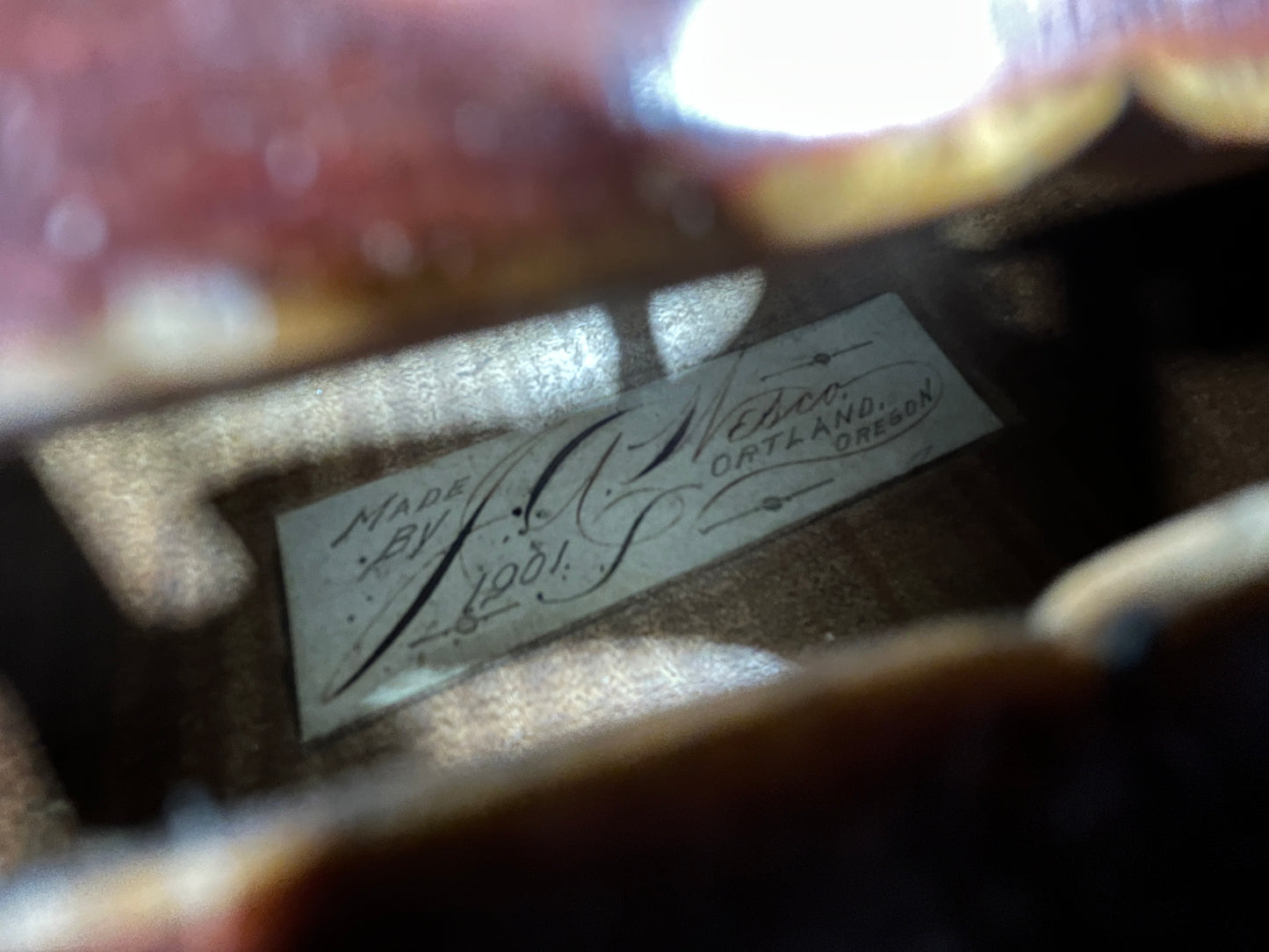 American made Historic J. A. Wesco 1901 - Oil Varnished full size violin, flamed Advanced and Above