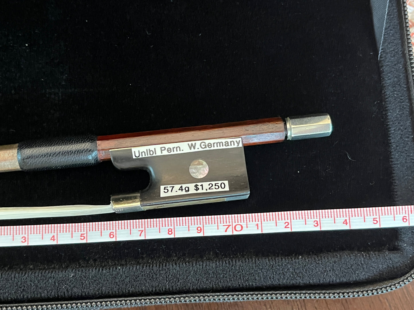 Unbranded German Violin bow 57.4 grams approx c. 1900 Vintage antique Pernambuco