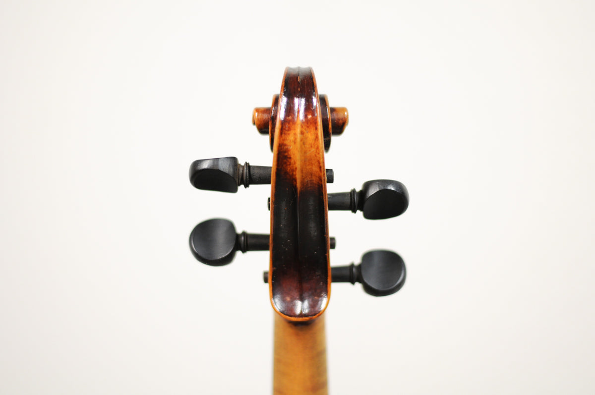 Full size violin labeled John Juzek Violinmaker in Prague violin with case and bow 4/4