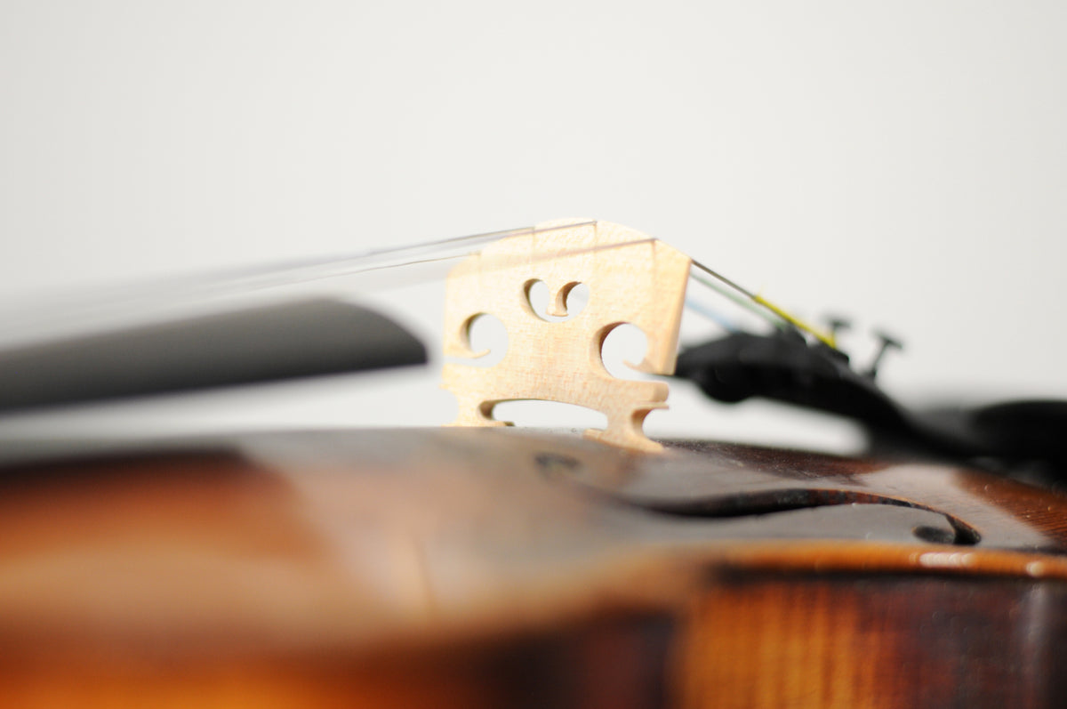 Full size violin labeled John Juzek Violinmaker in Prague violin with case and bow 4/4