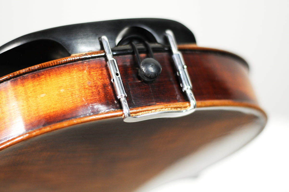 Full size violin labeled John Juzek Violinmaker in Prague violin with case and bow 4/4