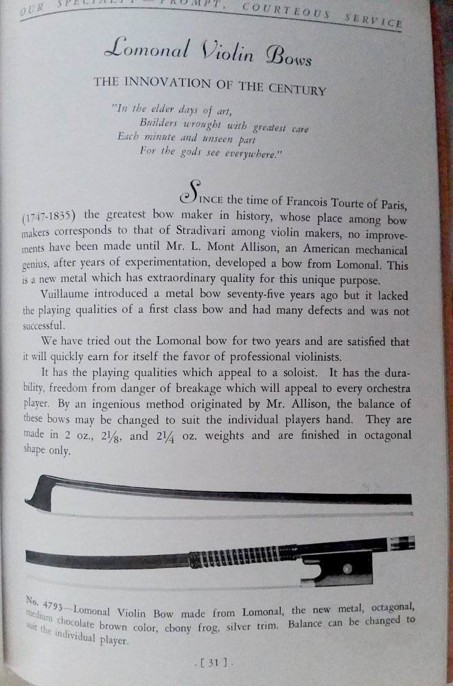 Lomonal Metal alloy bow c. 1940 Ultra rare